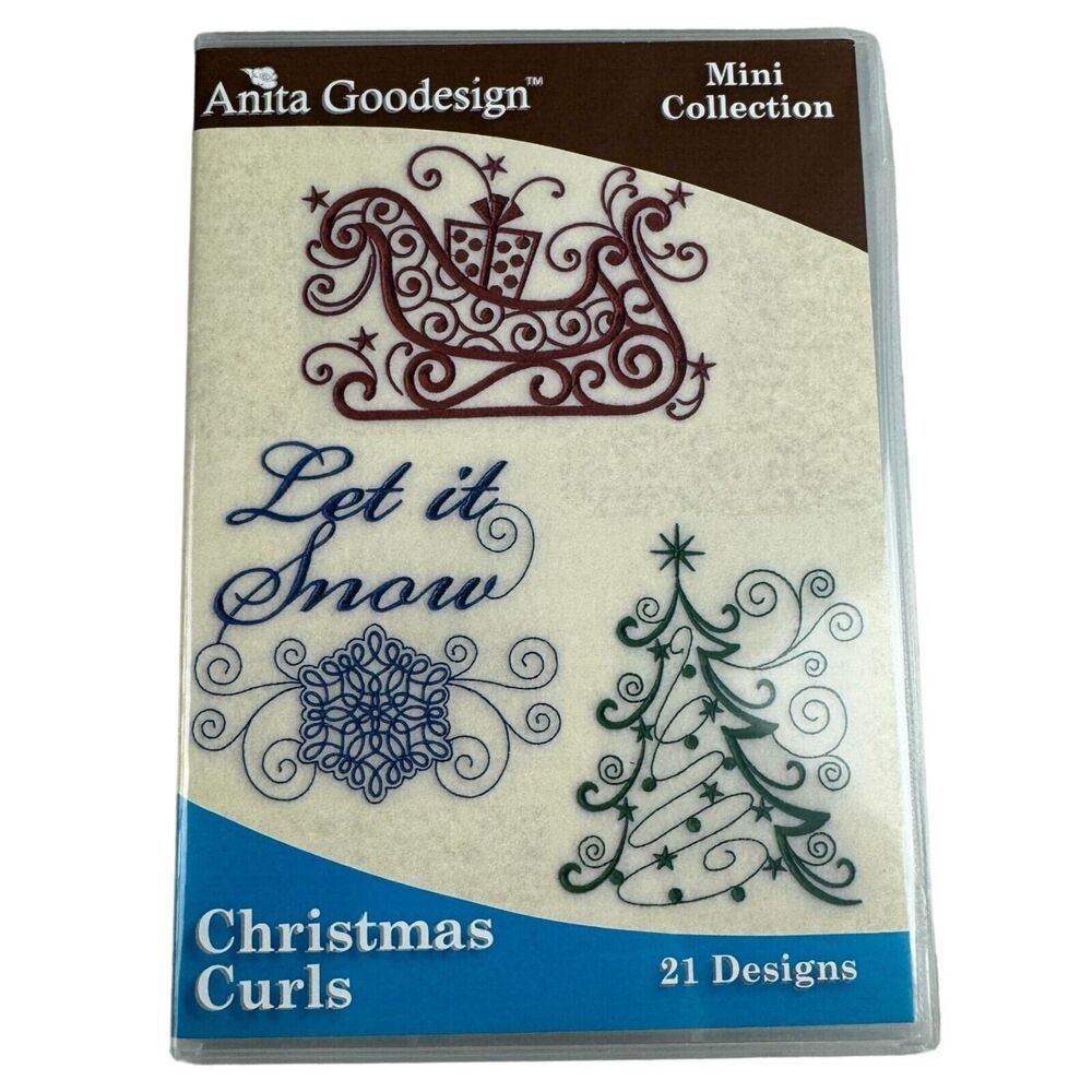 Anita Goodesign Mini Collection Christmas Curls Ornamental Embroidery Design CD